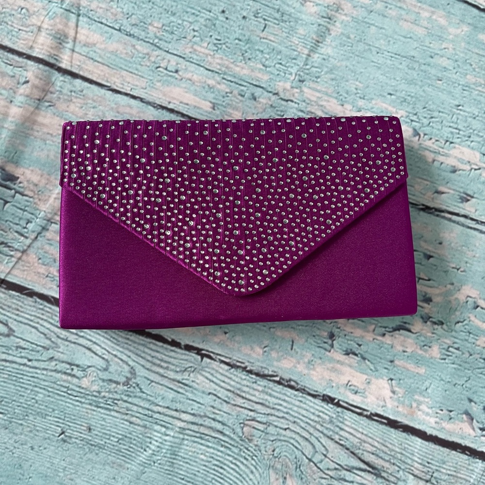 Purple jeweled prom purse.